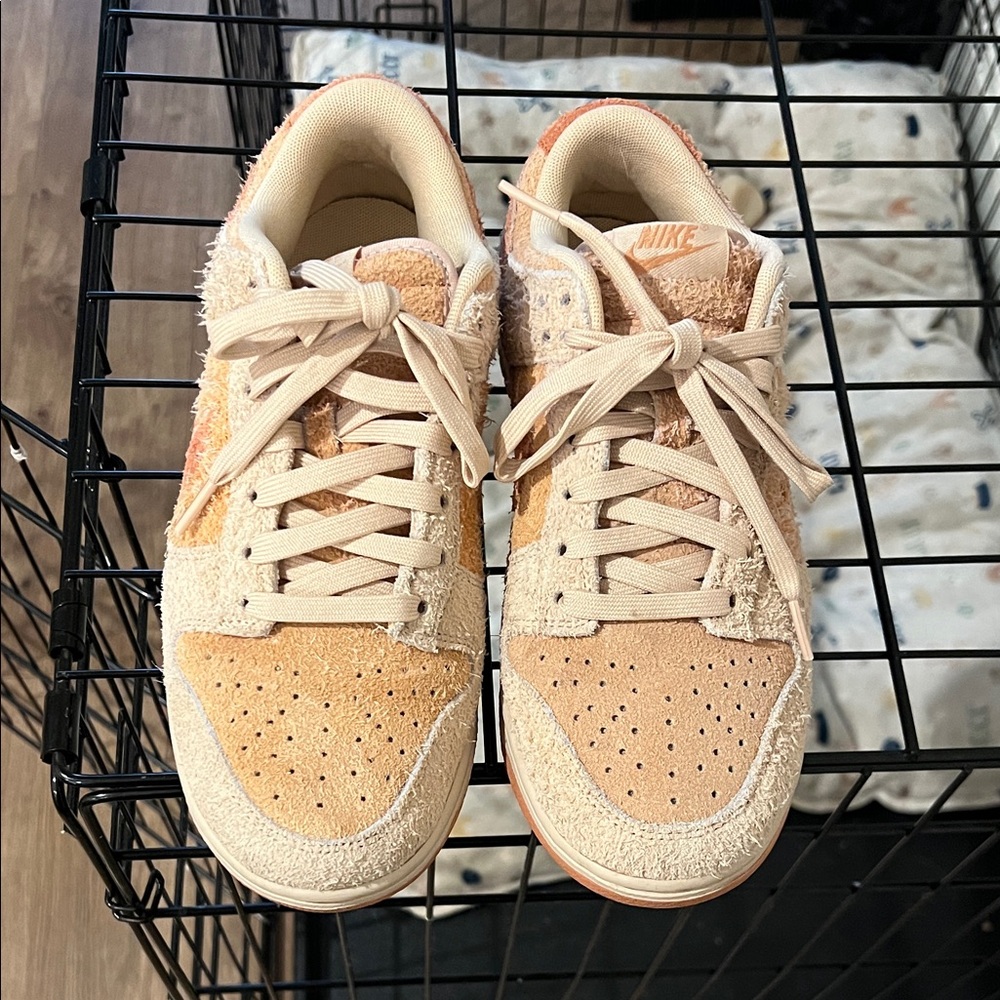 Nike Low Top Sneakers in Peach and Cream Textured Suede